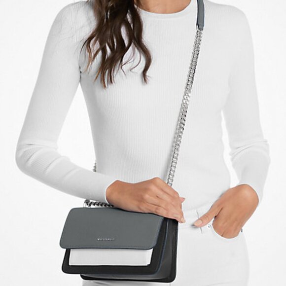 NWT ✅ Michael Kors CLAIRE Large Color-Block Leather Shoulder Bag ✨NWT - Picture 7 of 7